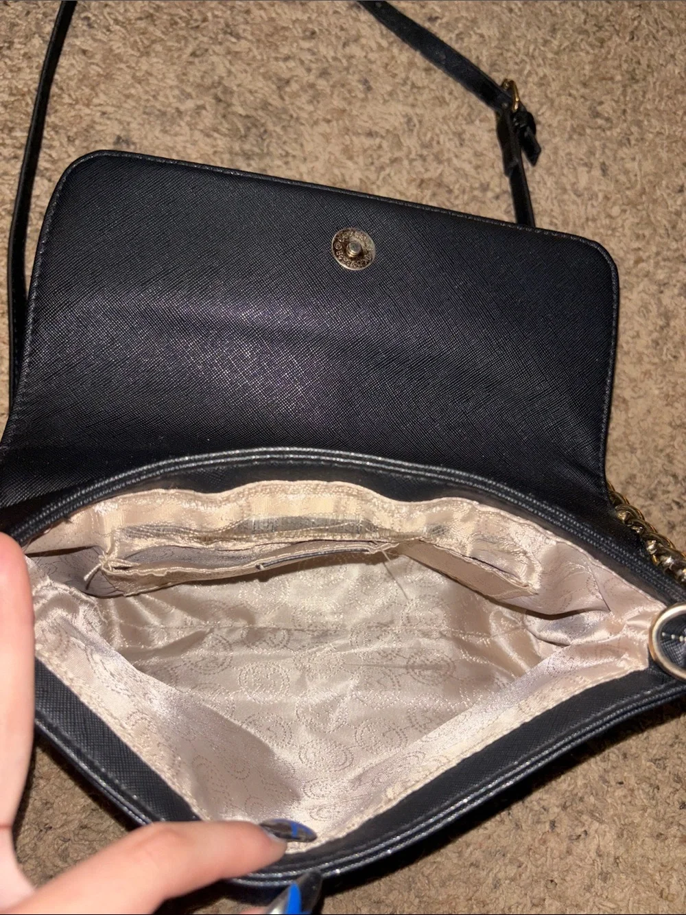 Michael Kors Black Crossbody with Gold Chain Accents